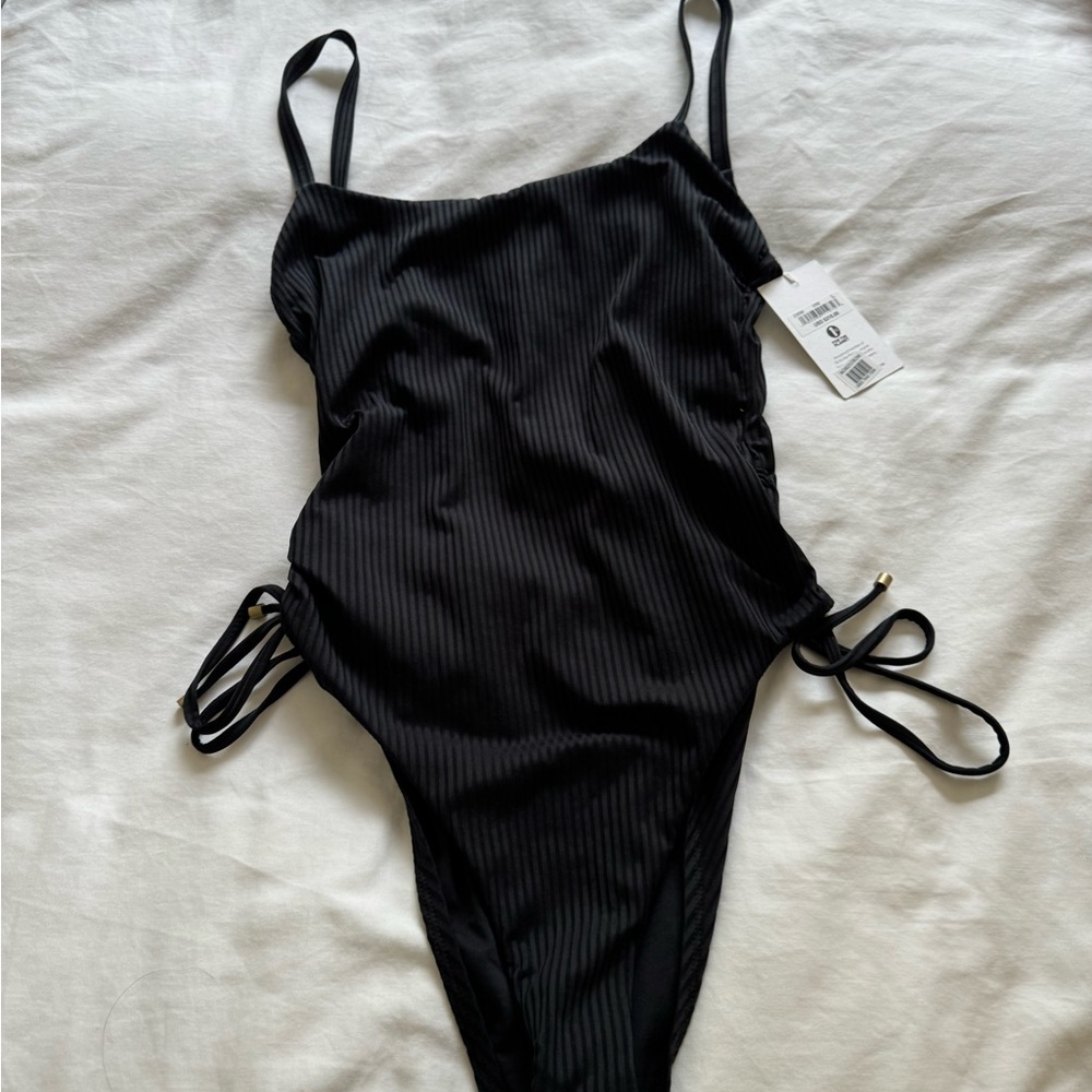 Vitamin A Black Ribbed One Piece Swimsuit